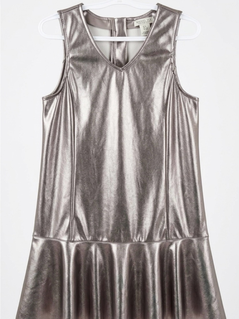 Rachel Zoe Metallic Silver V‑Neck Sleeveless Girls' Dress